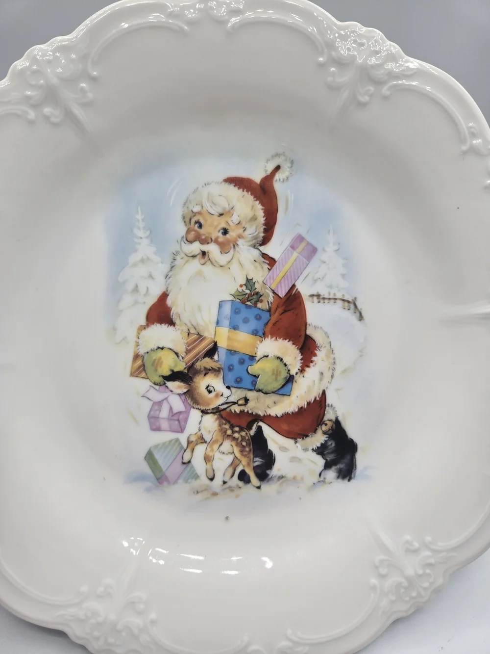 Vintage Tirschenreuth Baronesse Bavarian Porcelain Santa Serving Plate